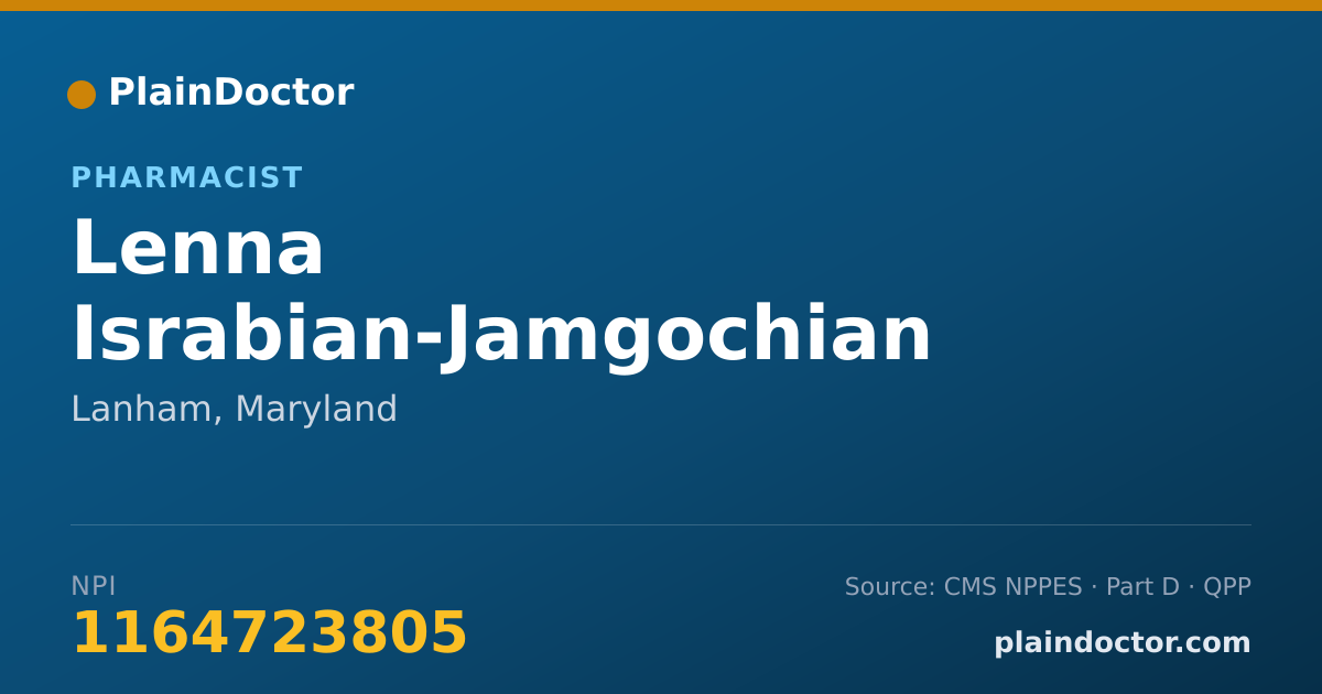 Shareable card for Lenna Israbian-Jamgochian - Pharmacist, Lanham, MD