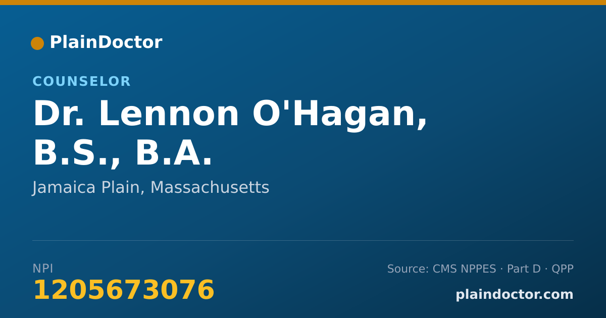 Shareable card for Lennon O'Hagan, B.S., B.A. - Counselor, Jamaica Plain, MA