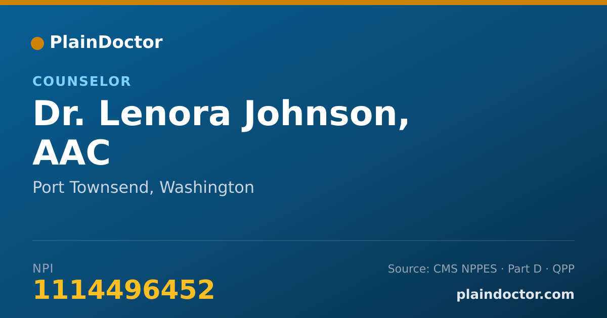 Shareable card for Lenora Johnson, AAC - Counselor, Port Townsend, WA
