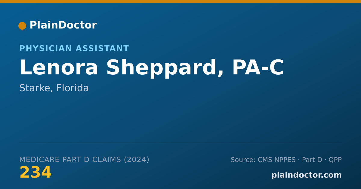 Shareable card for Lenora Sheppard, PA-C - Physician Assistant, Starke, FL