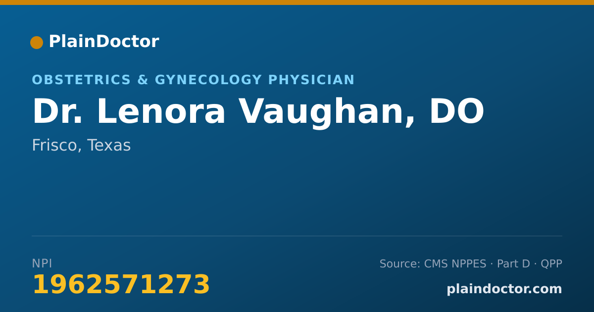 Shareable card for Lenora Vaughan, DO - Obstetrics & Gynecology Physician, Frisco, TX