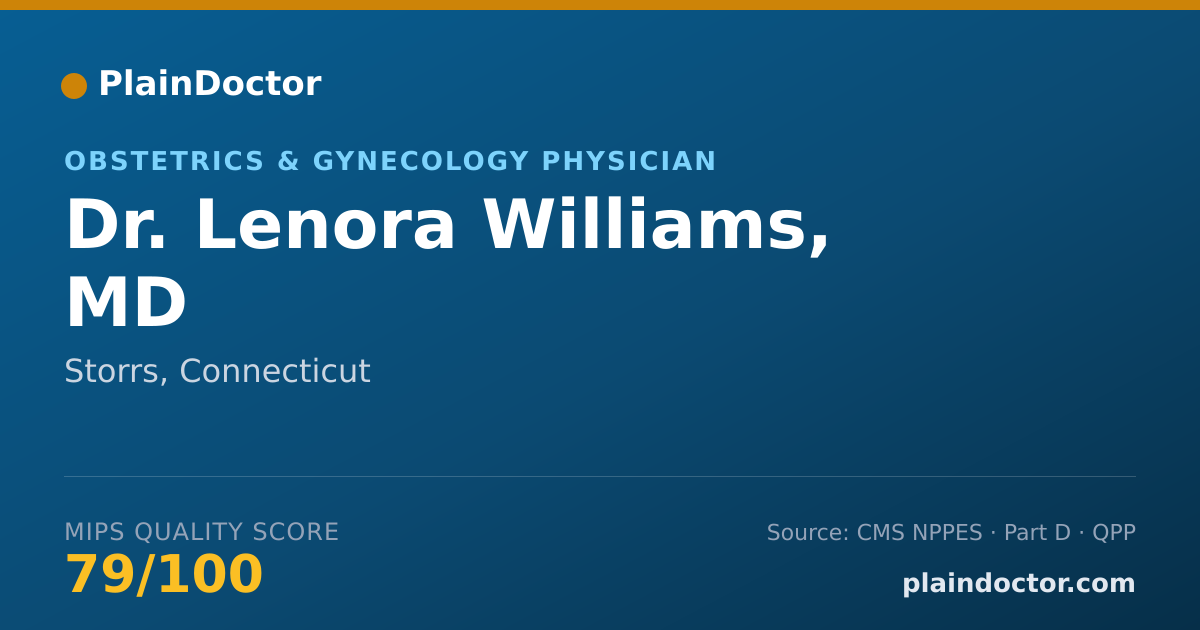 Shareable card for Lenora Williams, MD - Obstetrics & Gynecology Physician, Storrs, CT