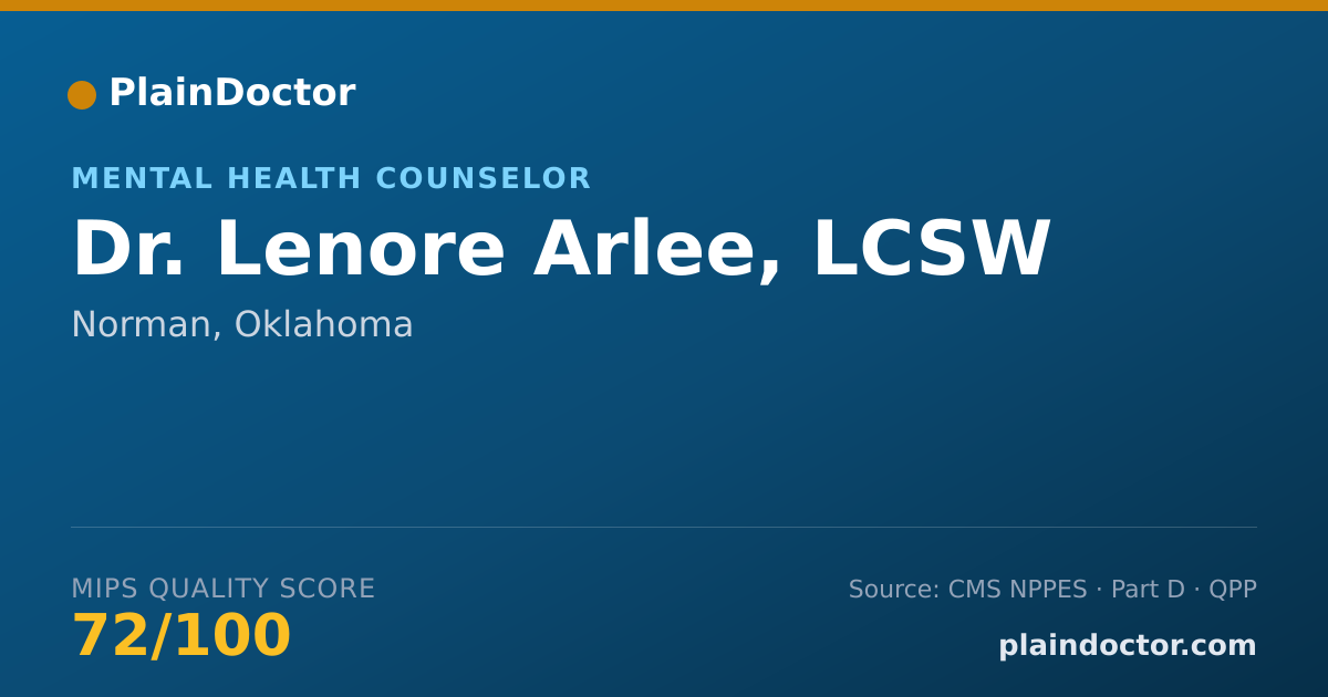 Shareable card for Lenore Arlee, LCSW - Mental Health Counselor, Norman, OK