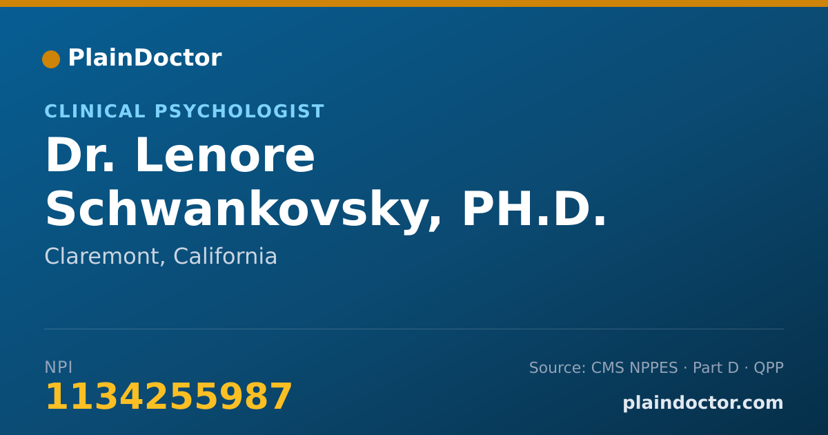 Shareable card for Lenore Schwankovsky, PH.D. - Clinical Psychologist, Claremont, CA