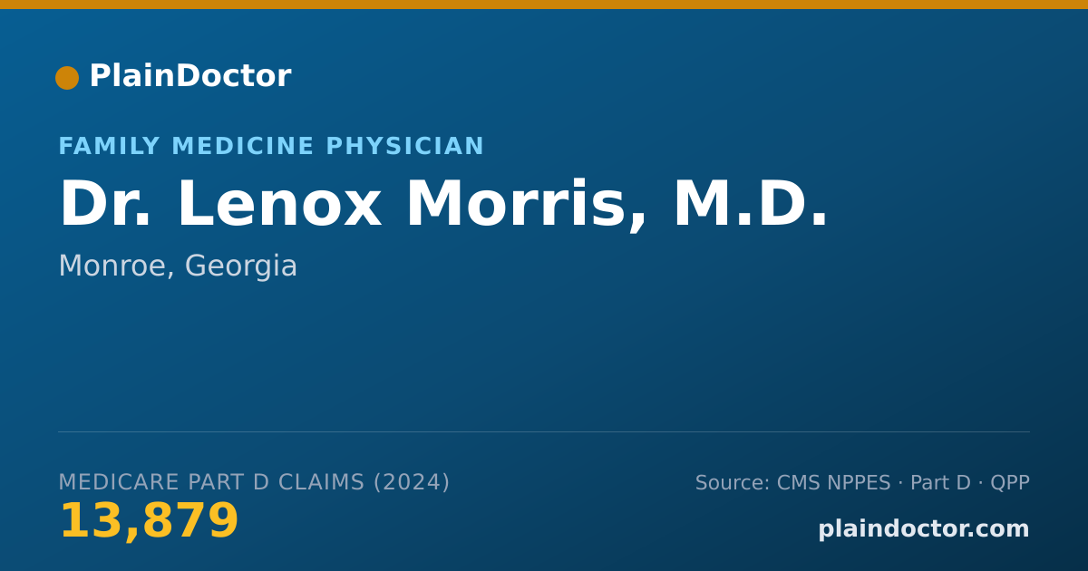 Shareable card for Lenox Morris, M.D. - Family Medicine Physician, Monroe, GA
