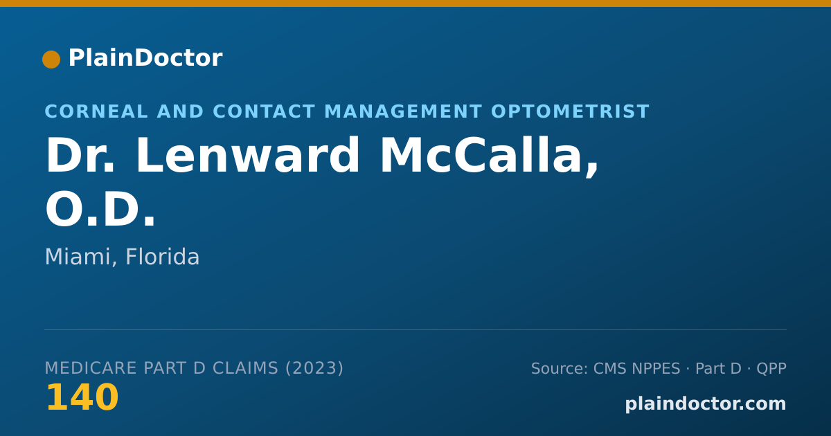 Shareable card for Lenward McCalla, O.D. - Corneal and Contact Management Optometrist, Miami, FL
