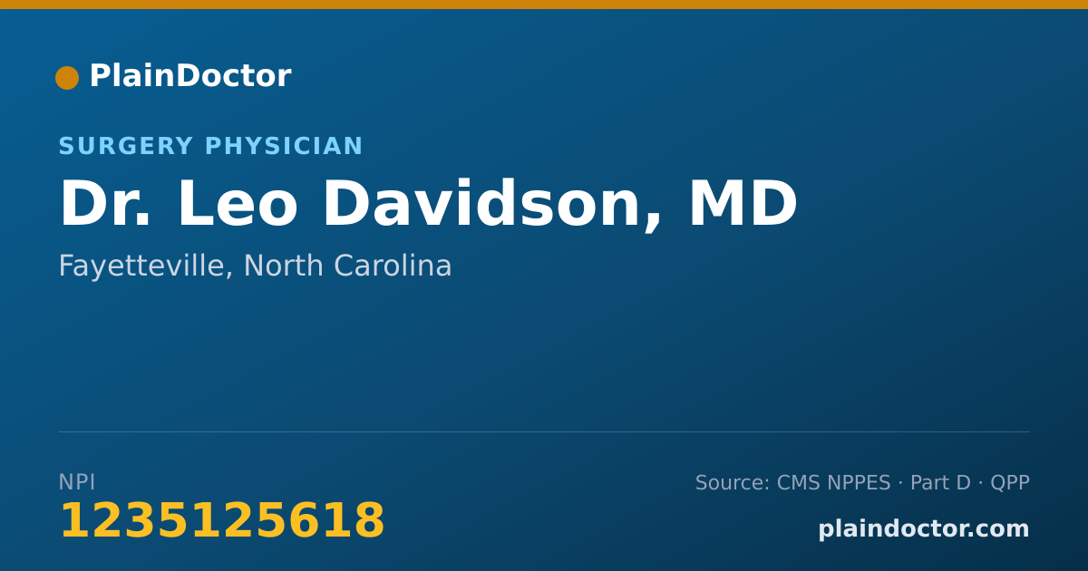Shareable card for Leo Davidson, MD - Surgery Physician, Fayetteville, NC