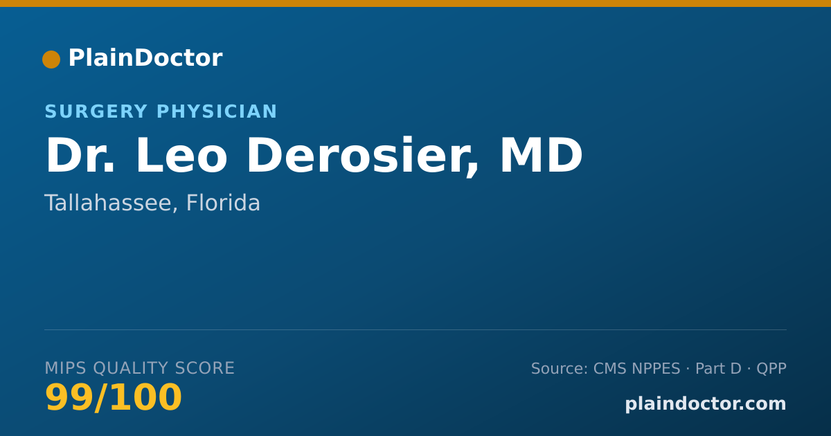 Shareable card for Leo Derosier, MD - Surgery Physician, Tallahassee, FL
