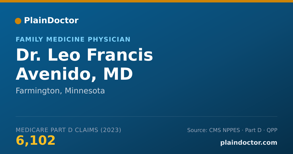 Shareable card for Leo Francis Avenido, MD - Family Medicine Physician, Farmington, MN