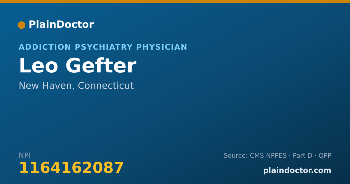 Shareable card for Leo Gefter - Addiction Psychiatry Physician, New Haven, CT