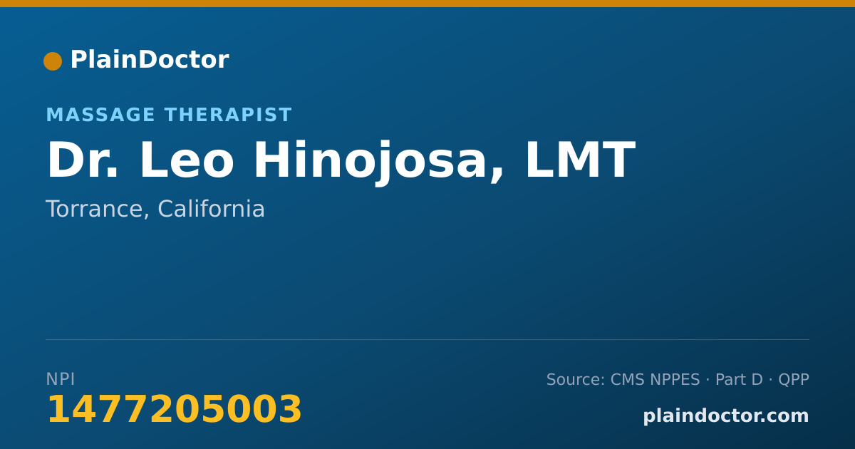 Shareable card for Leo Hinojosa, LMT - Massage Therapist, Torrance, CA