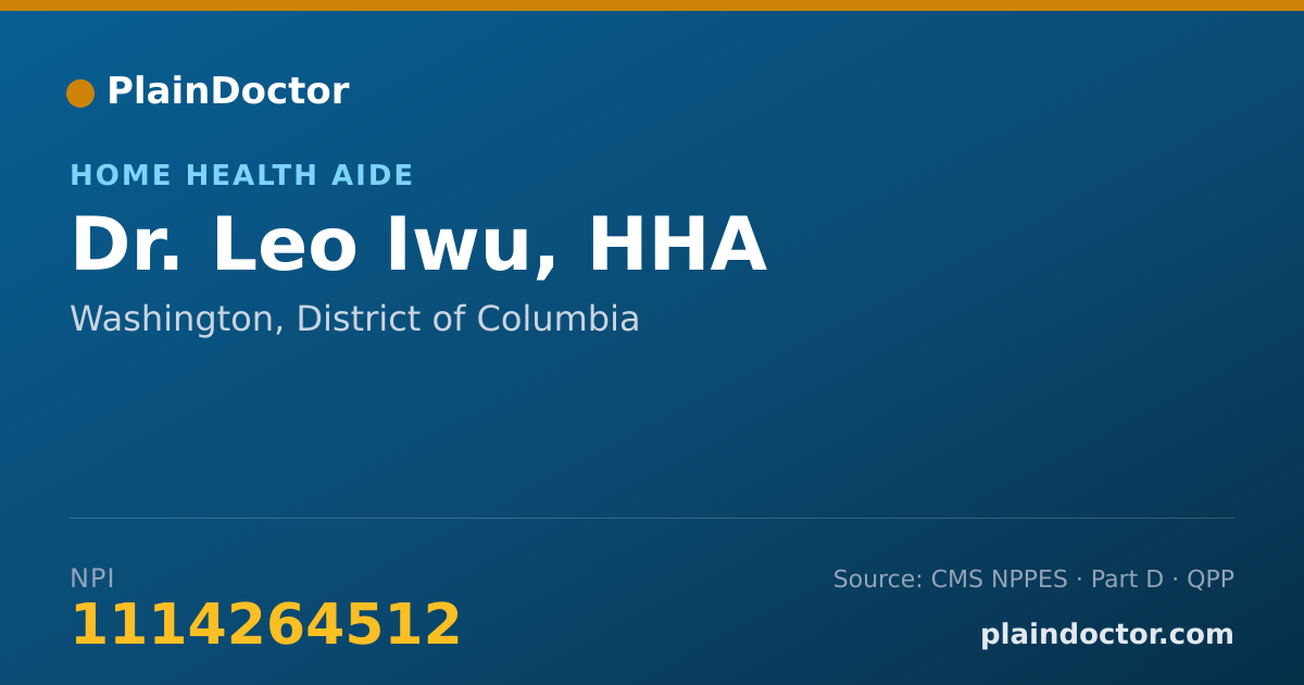 Shareable card for Leo Iwu, HHA - Home Health Aide, Washington, DC