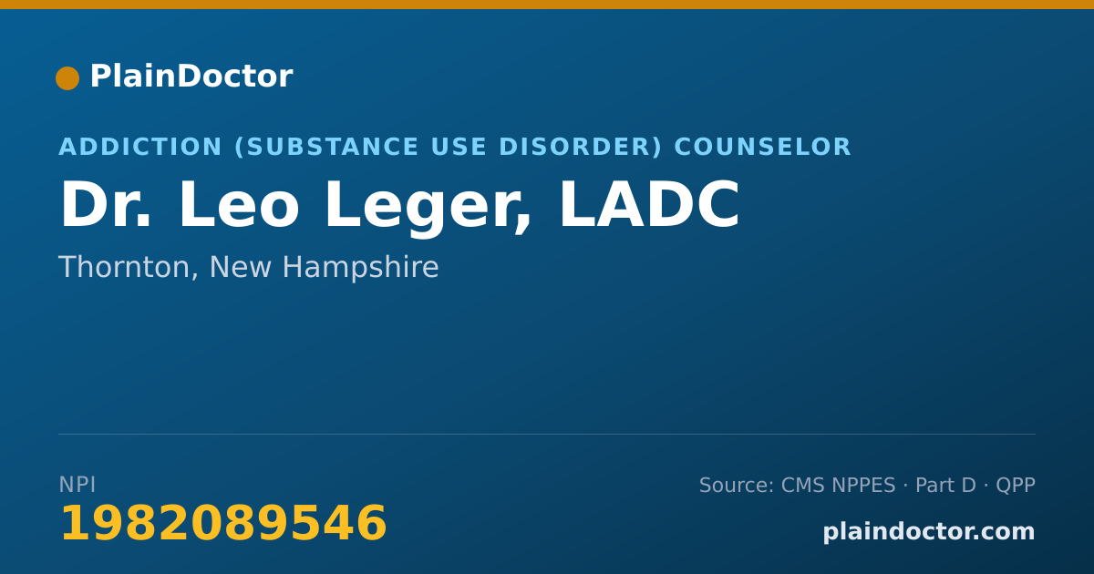 Shareable card for Leo Leger, LADC - Addiction (Substance Use Disorder) Counselor, Thornton, NH