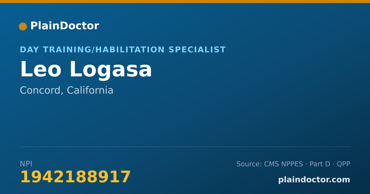 Shareable card for Leo Logasa - Day Training/Habilitation Specialist, Concord, CA