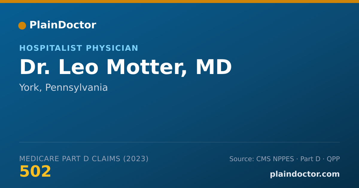 Shareable card for Leo Motter, MD - Hospitalist Physician, York, PA