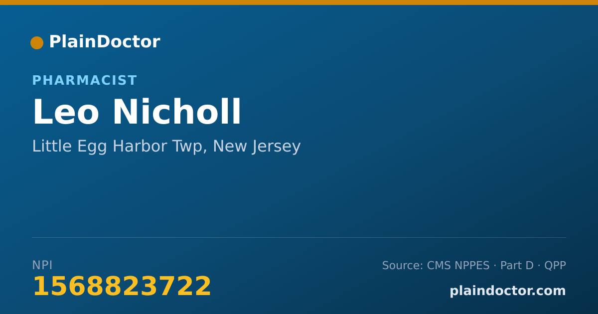 Shareable card for Leo Nicholl - Pharmacist, Little Egg Harbor Twp, NJ