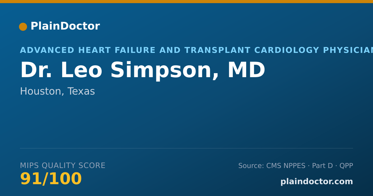 Shareable card for Leo Simpson, MD - Cardiovascular Disease Physician, Houston, TX