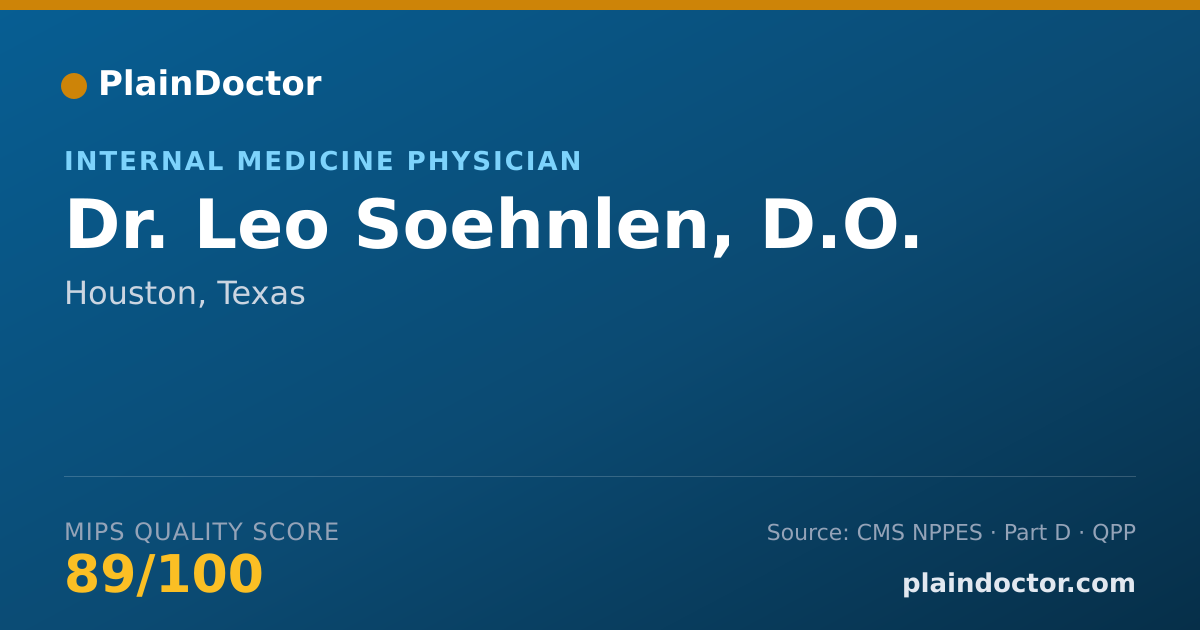 Shareable card for Leo Soehnlen, D.O. - Internal Medicine Physician, Houston, TX