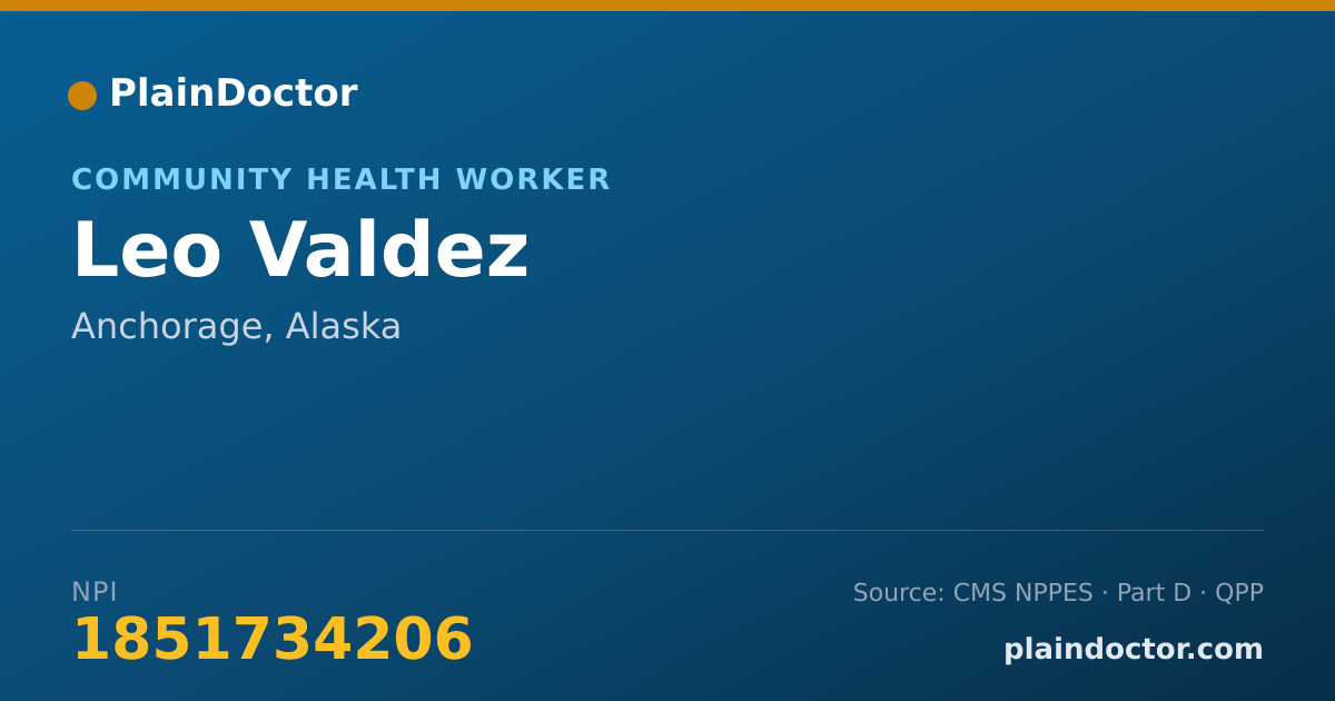 Shareable card for Leo Valdez - Community Health Worker, Anchorage, AK