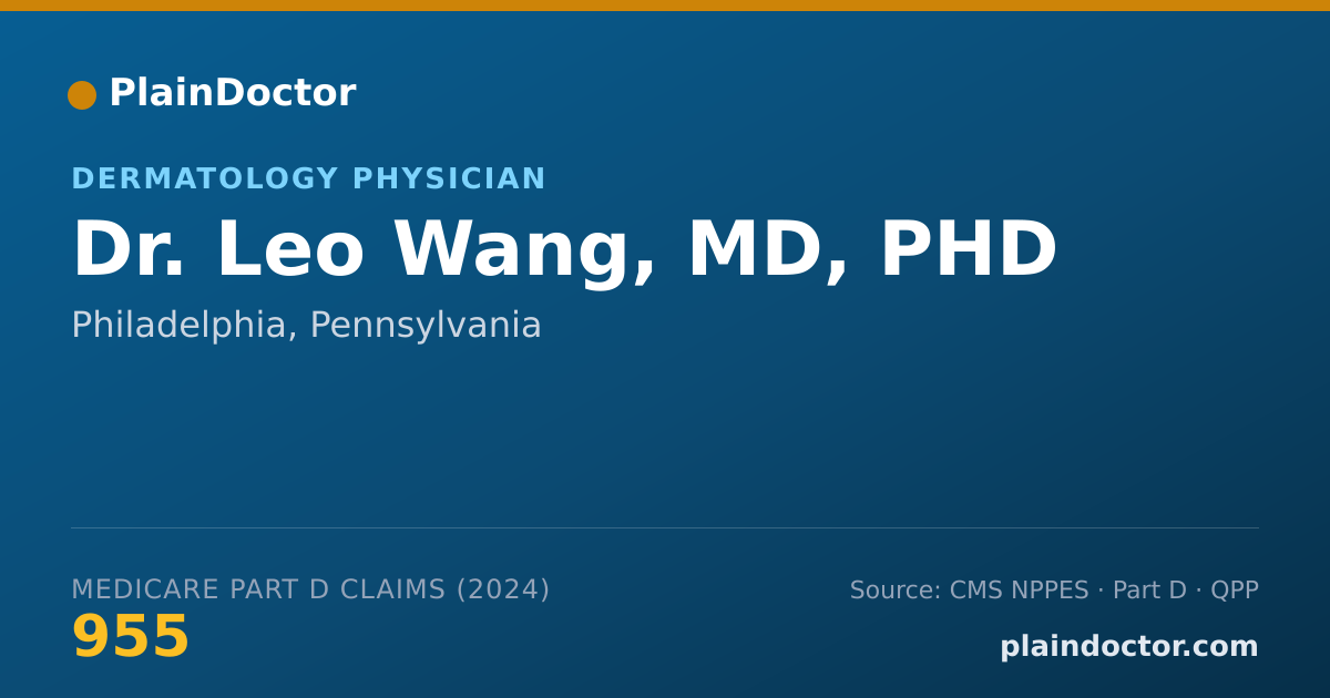 Shareable card for Leo Wang, MD, PHD - Dermatology Physician, Philadelphia, PA