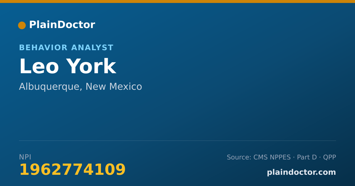 Shareable card for Leo York - Behavior Analyst, Albuquerque, NM