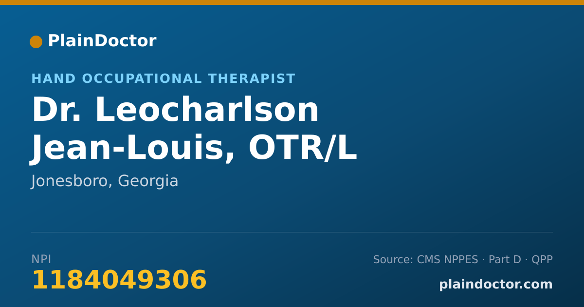 Shareable card for Leocharlson Jean-Louis, OTR/L - Hand Occupational Therapist, Jonesboro, GA