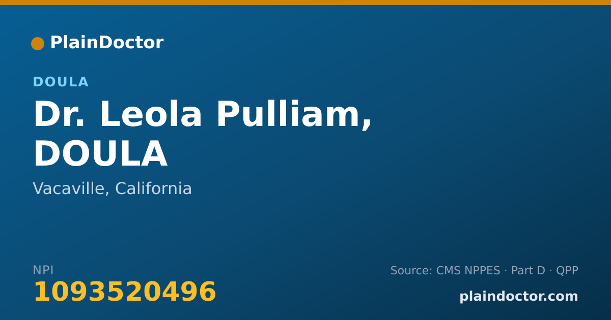 Shareable card for Leola Pulliam, DOULA - Doula, Vacaville, CA
