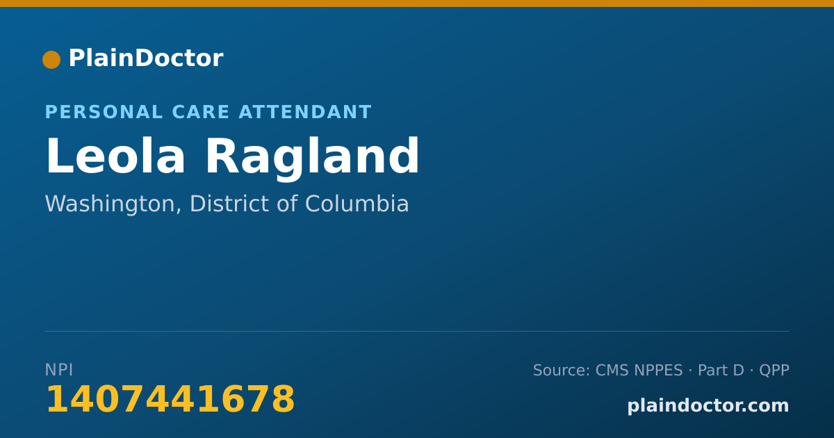 Shareable card for Leola Ragland - Personal Care Attendant, Washington, DC
