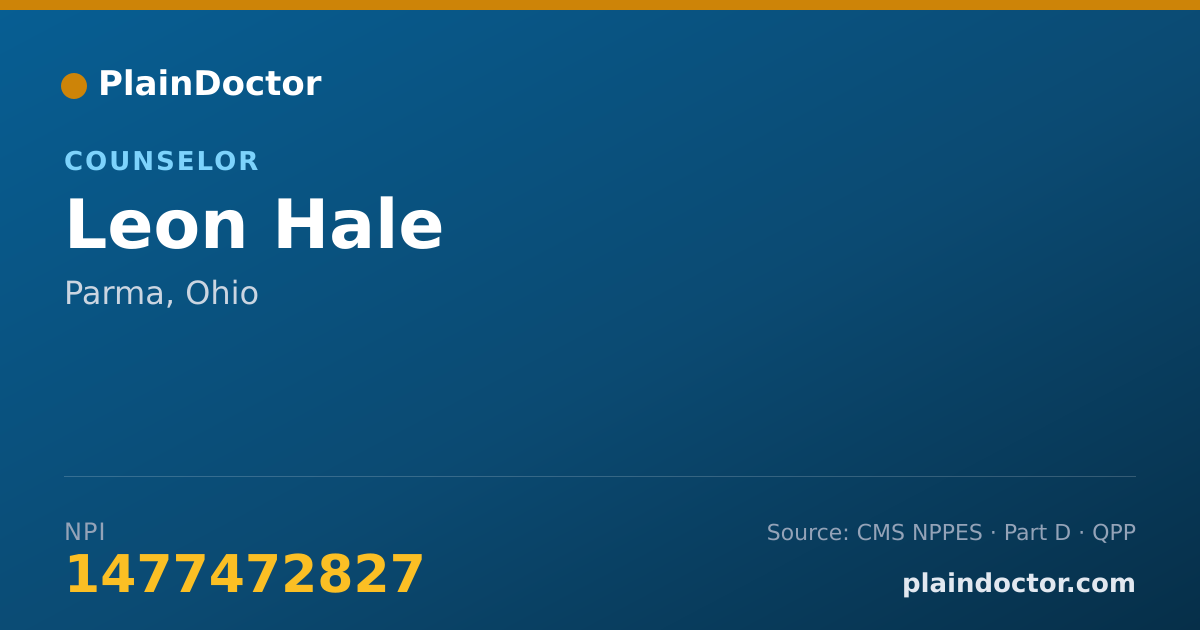 Shareable card for Leon Hale - Counselor, Parma, OH