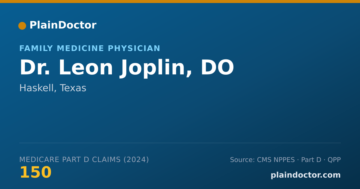 Shareable card for Leon Joplin, DO - Family Medicine Physician, Haskell, TX
