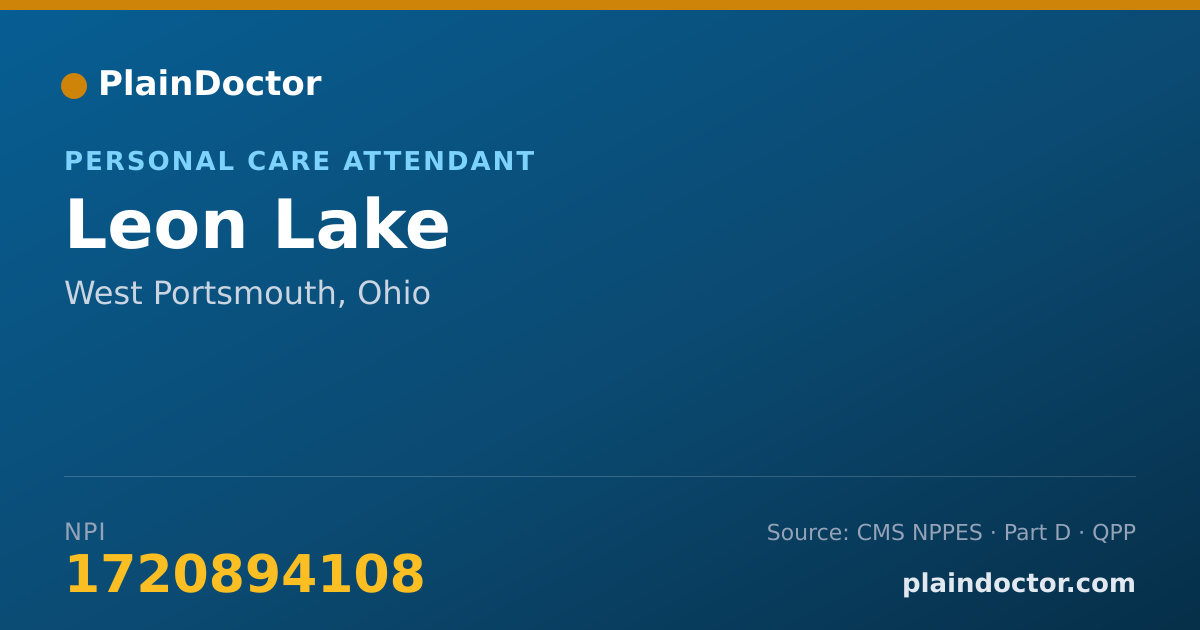 Shareable card for Leon Lake - Personal Care Attendant, West Portsmouth, OH