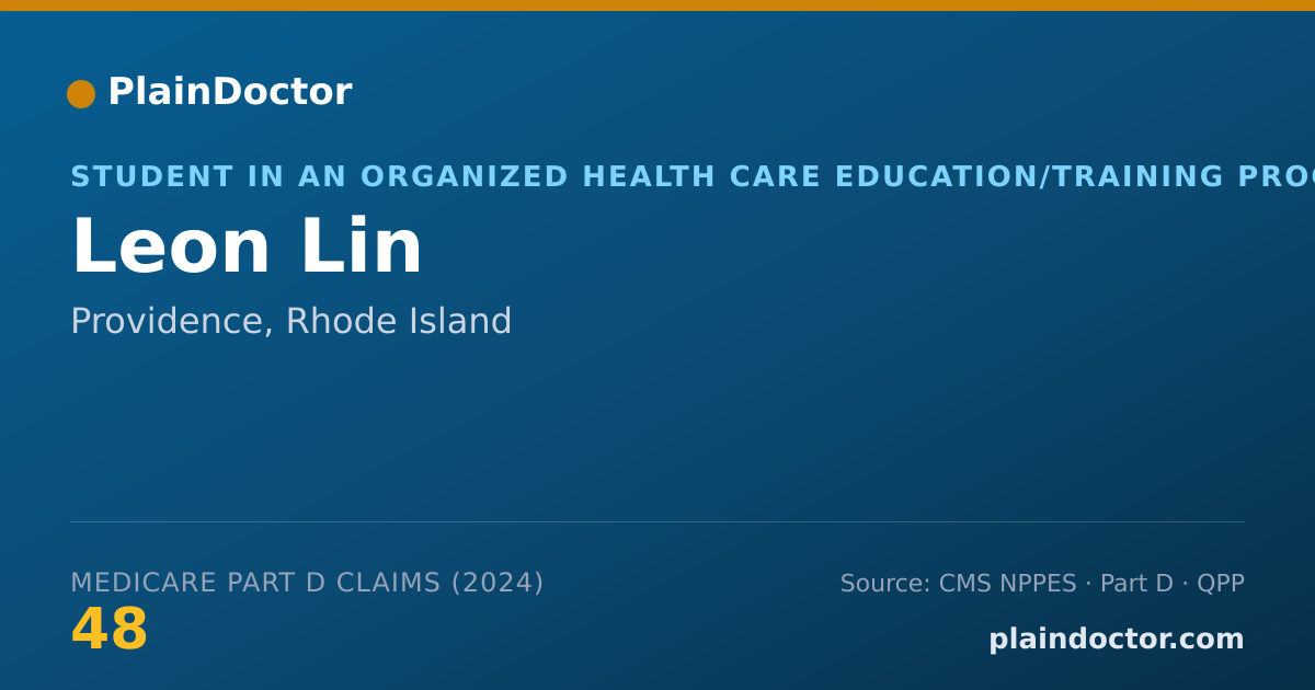Shareable card for Leon Lin - Student in an Organized Health Care Education/Training Program, Providence, RI