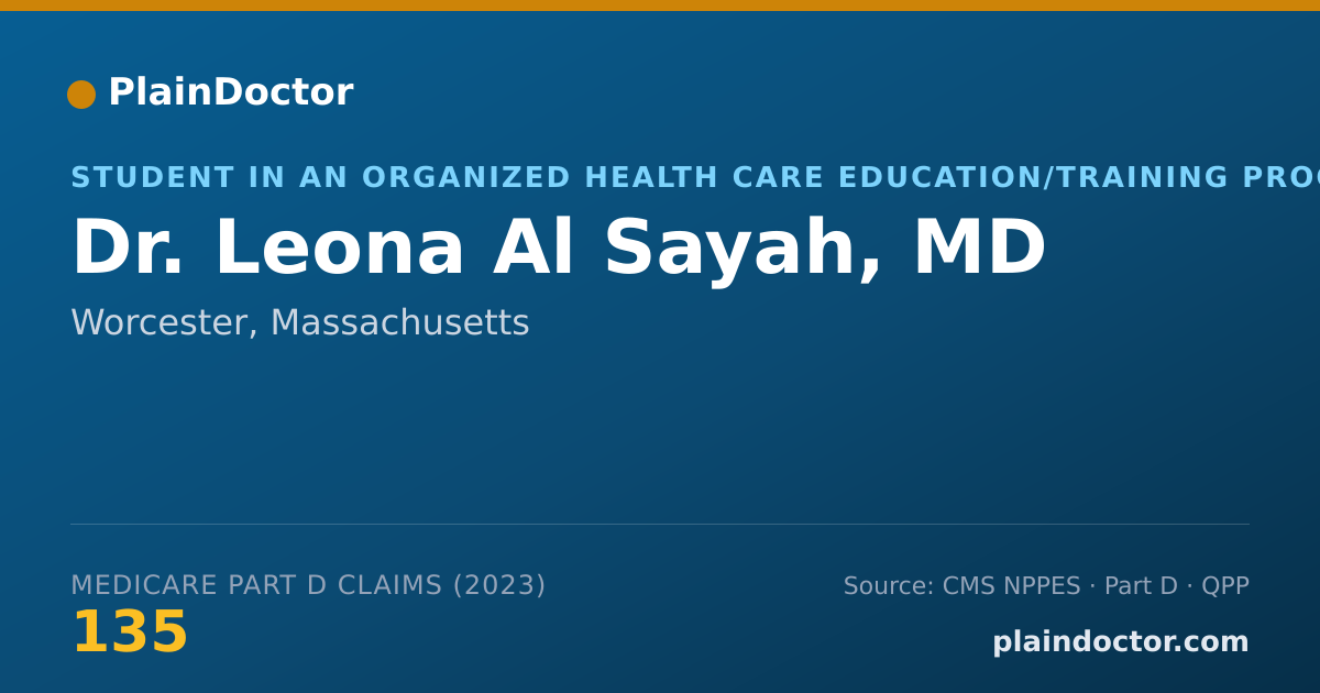 Shareable card for Leona Al Sayah, MD - Student in an Organized Health Care Education/Training Program, Worcester, MA
