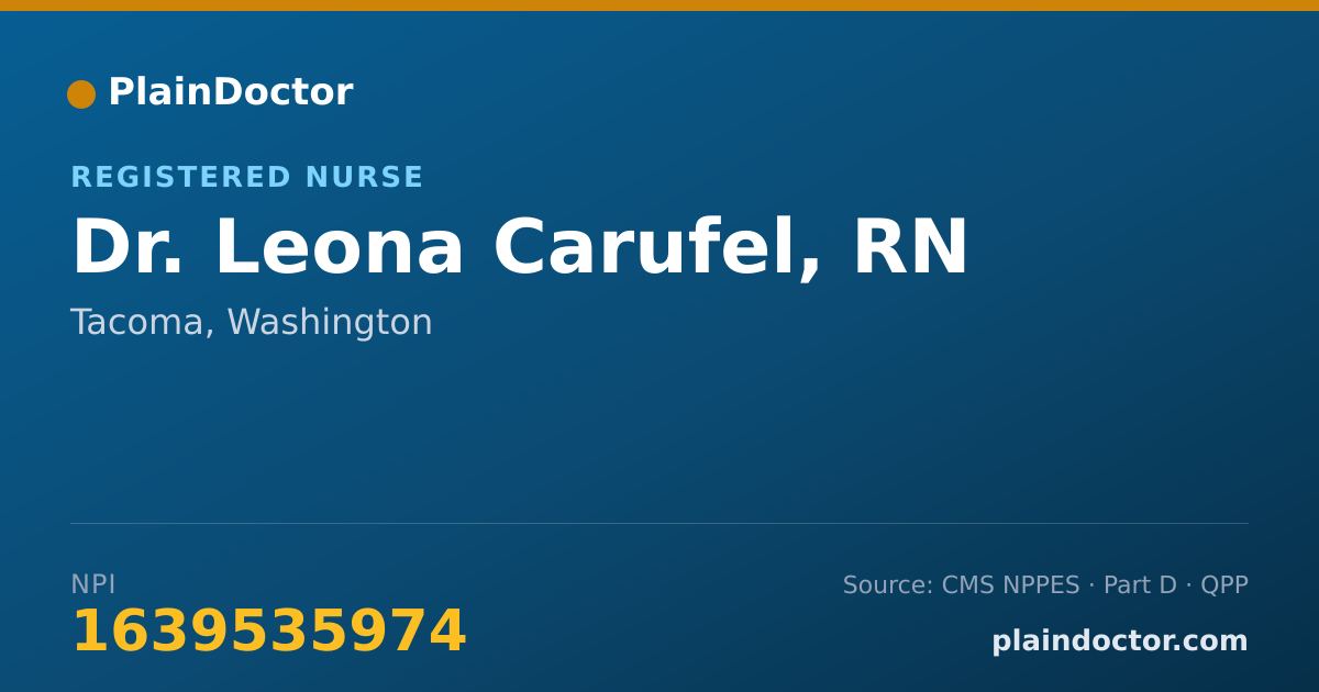 Shareable card for Leona Carufel, RN - Registered Nurse, Tacoma, WA