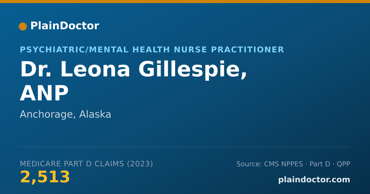 Shareable card for Leona Gillespie, ANP - Psychiatric/Mental Health Nurse Practitioner, Anchorage, AK