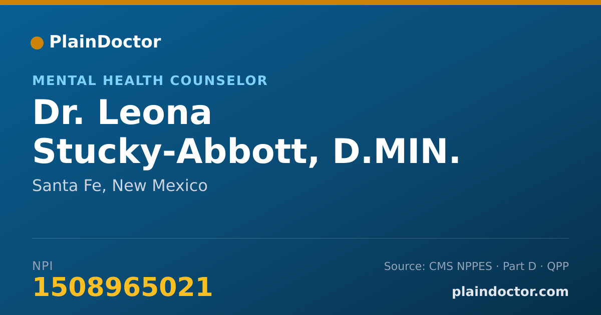 Shareable card for Leona Stucky-Abbott, D.MIN. - Mental Health Counselor, Santa Fe, NM