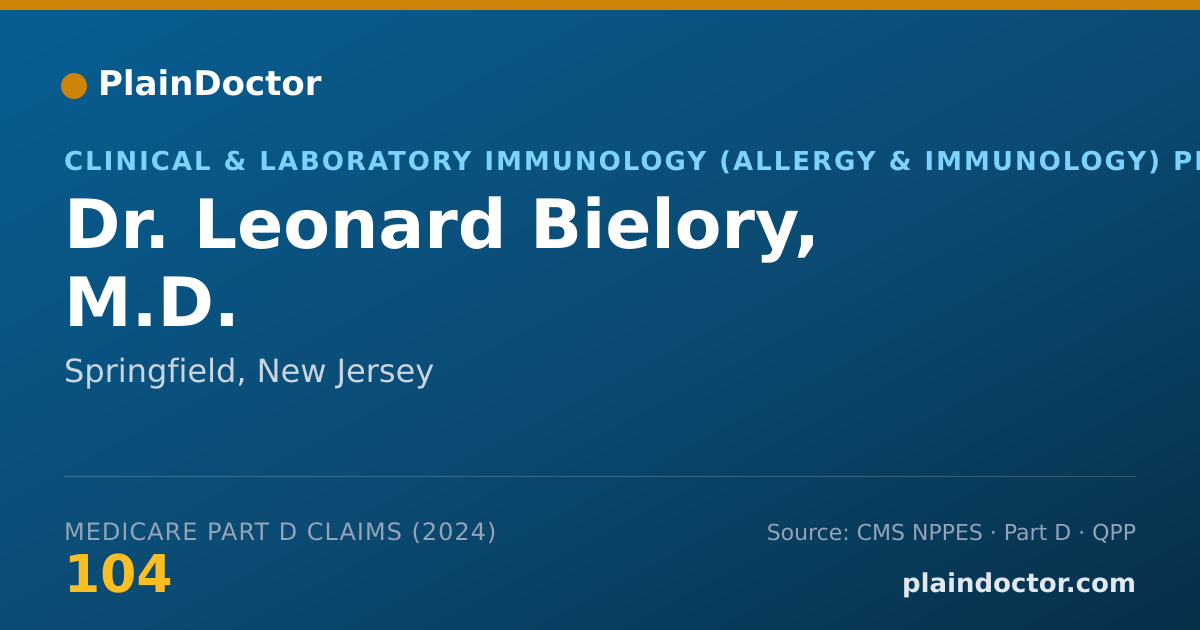 Shareable card for Leonard Bielory, M.D. - Clinical & Laboratory Immunology (Allergy & Immunology) Physician, Springfield, NJ