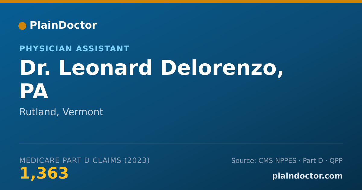 Shareable card for Leonard Delorenzo, PA - Physician Assistant, Rutland, VT
