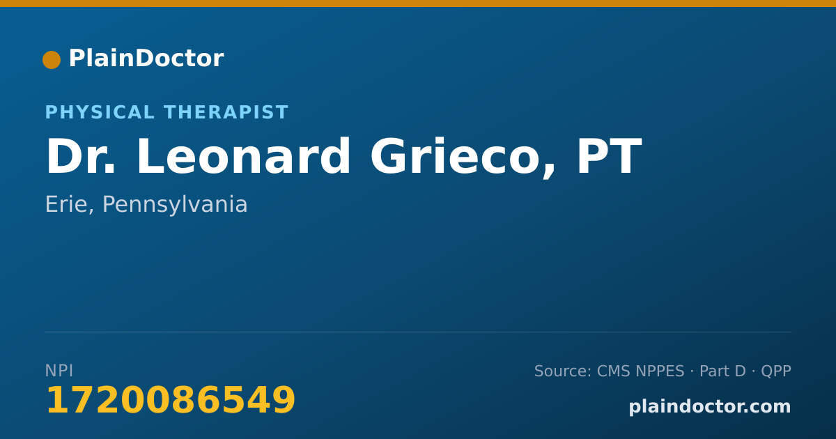 Shareable card for Leonard Grieco, PT - Physical Therapist, Erie, PA