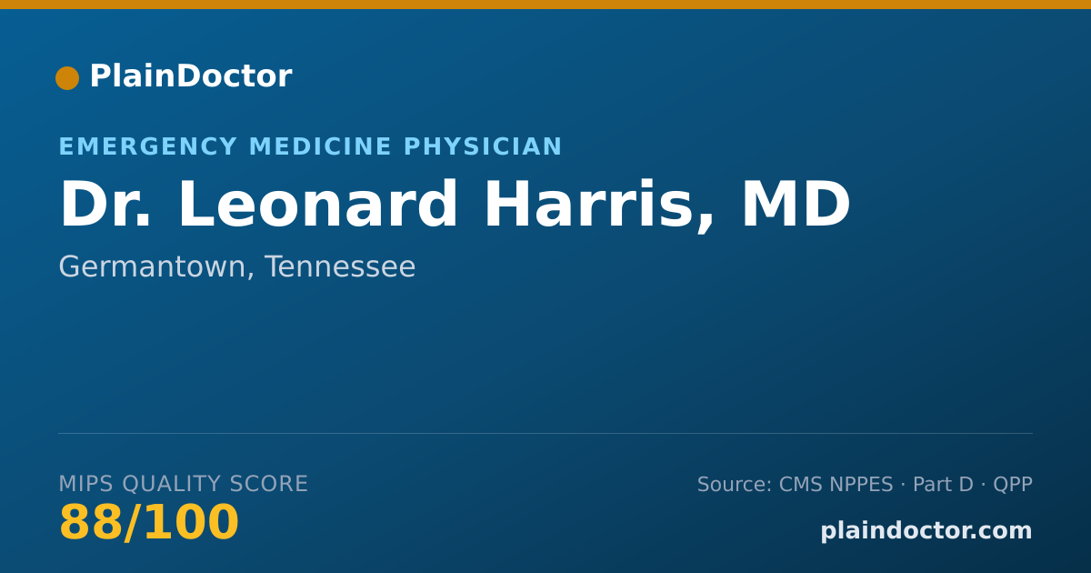 Shareable card for Leonard Harris, MD - Emergency Medicine Physician, Germantown, TN
