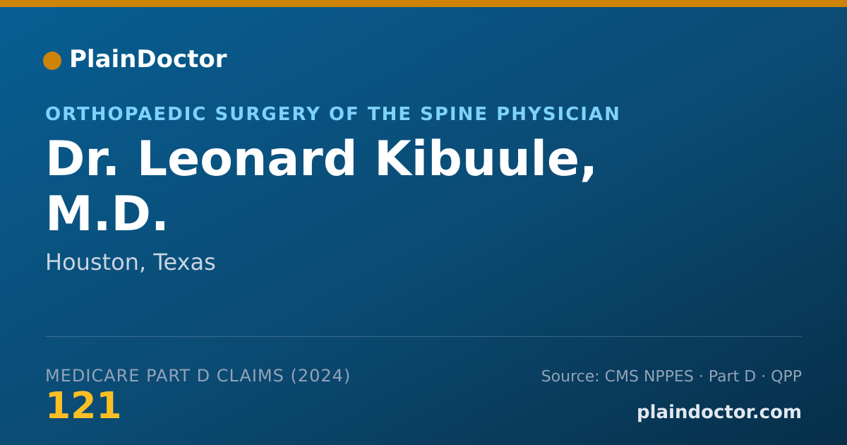 Shareable card for Leonard Kibuule, M.D. - Orthopaedic Surgery of the Spine Physician, Houston, TX