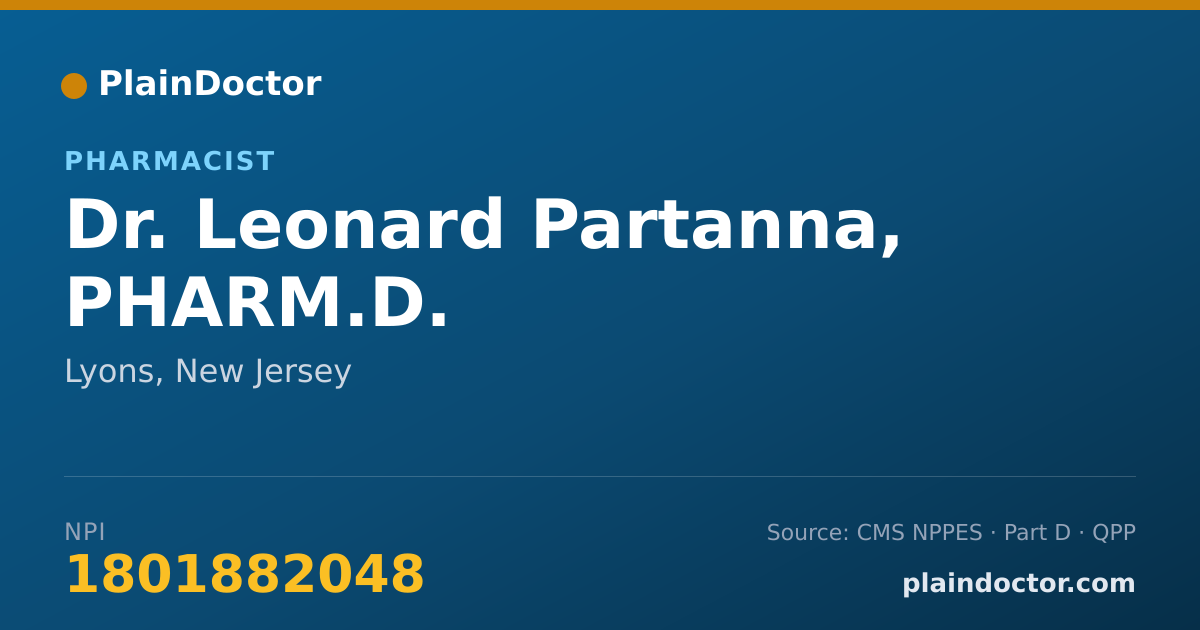 Shareable card for Leonard Partanna, PHARM.D. - Pharmacist, Lyons, NJ