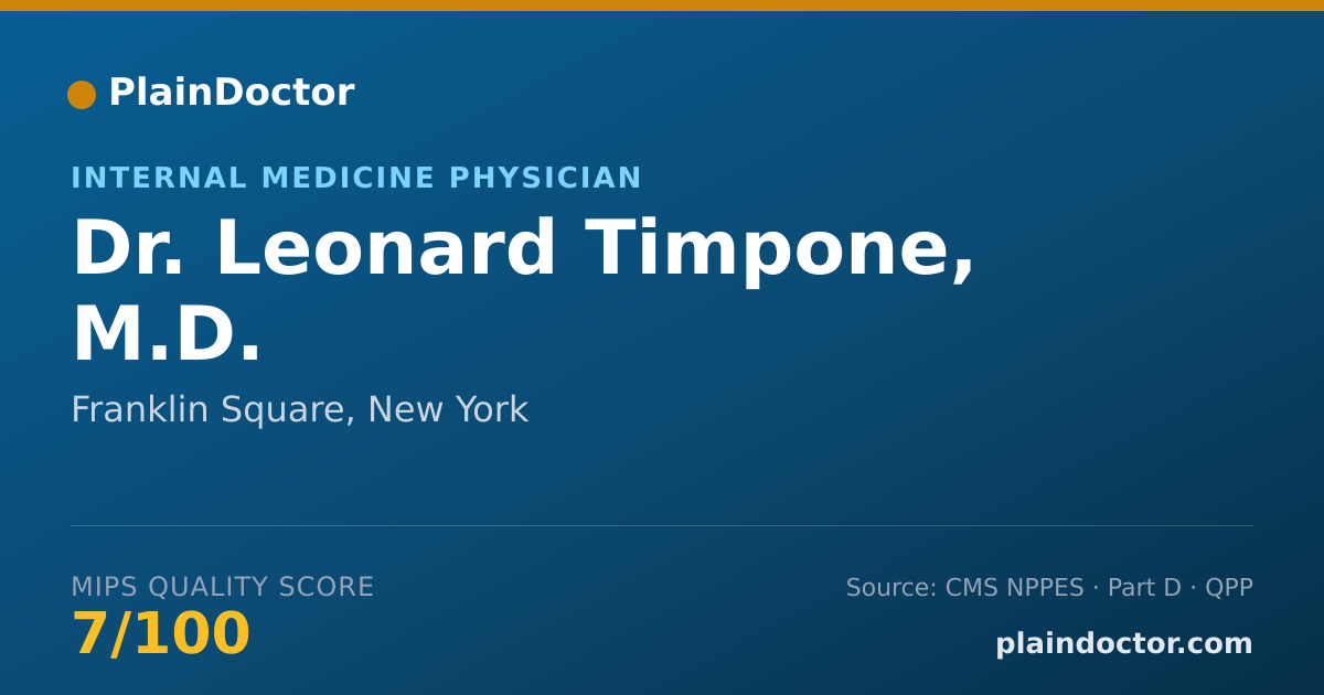 Shareable card for Leonard Timpone, M.D. - Internal Medicine Physician, Franklin Square, NY