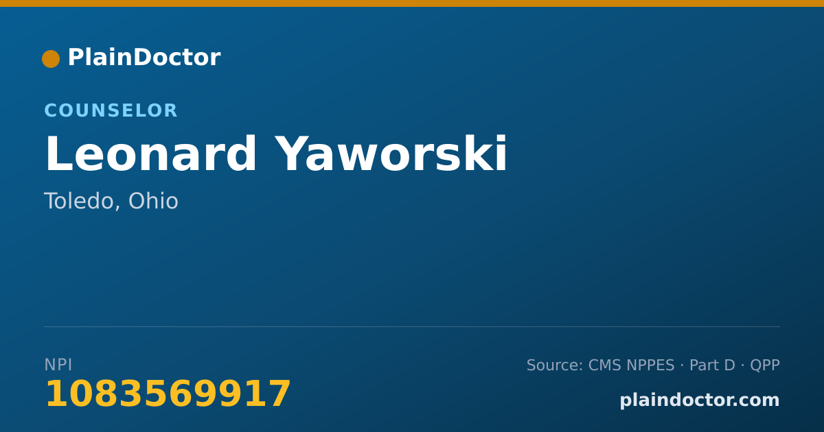 Shareable card for Leonard Yaworski - Counselor, Toledo, OH