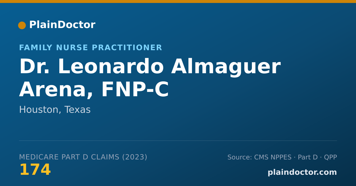 Shareable card for Leonardo Almaguer Arena, FNP-C - Family Nurse Practitioner, Houston, TX