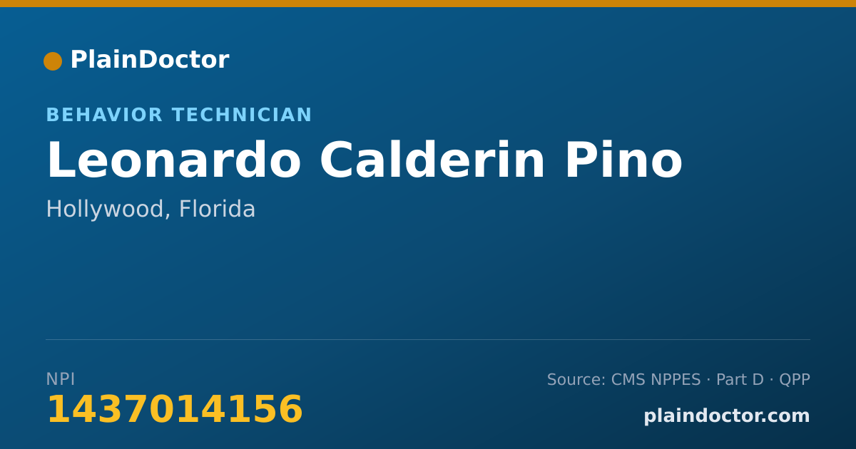 Shareable card for Leonardo Calderin Pino - Behavior Technician, Hollywood, FL