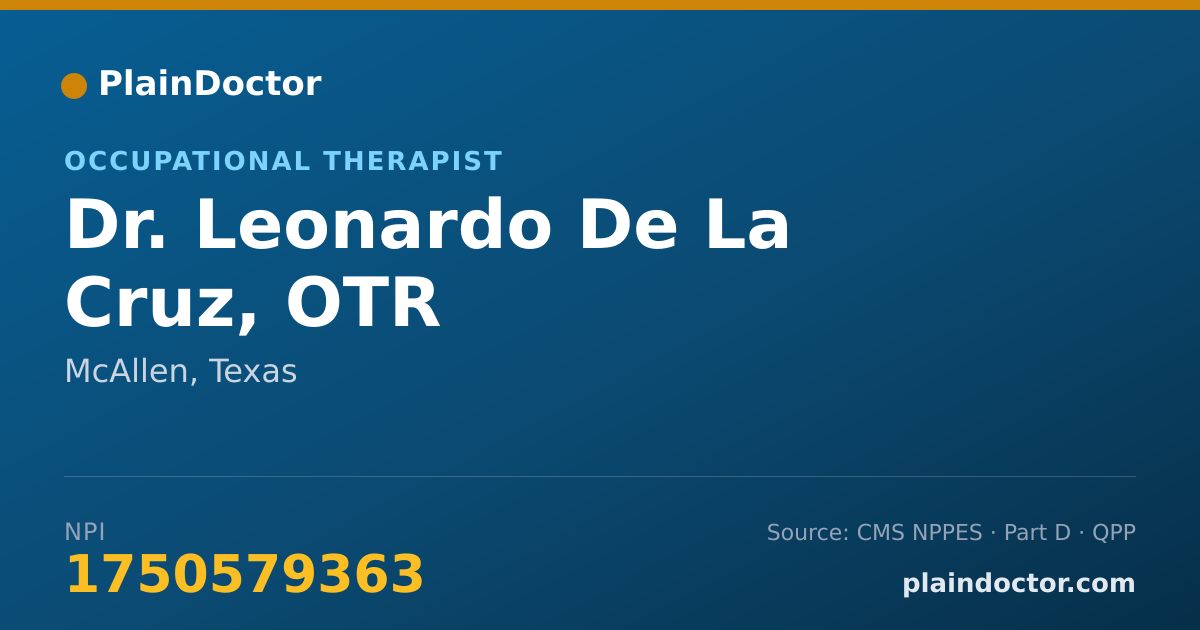 Shareable card for Leonardo De La Cruz, OTR - Occupational Therapist, McAllen, TX