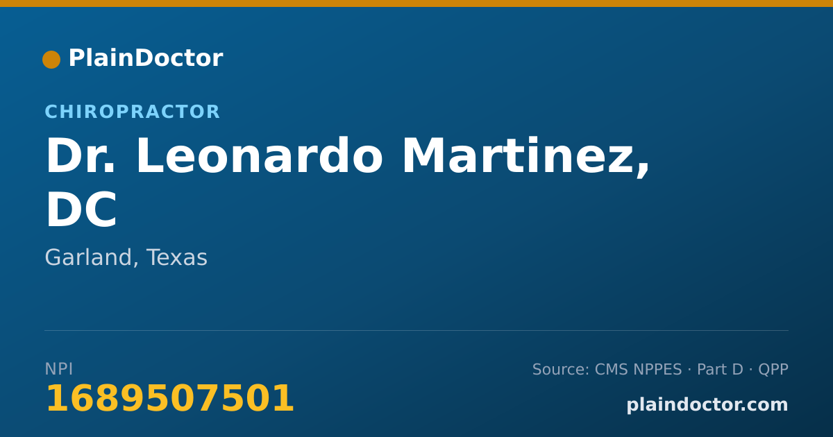 Shareable card for Leonardo Martinez, DC - Chiropractor, Garland, TX