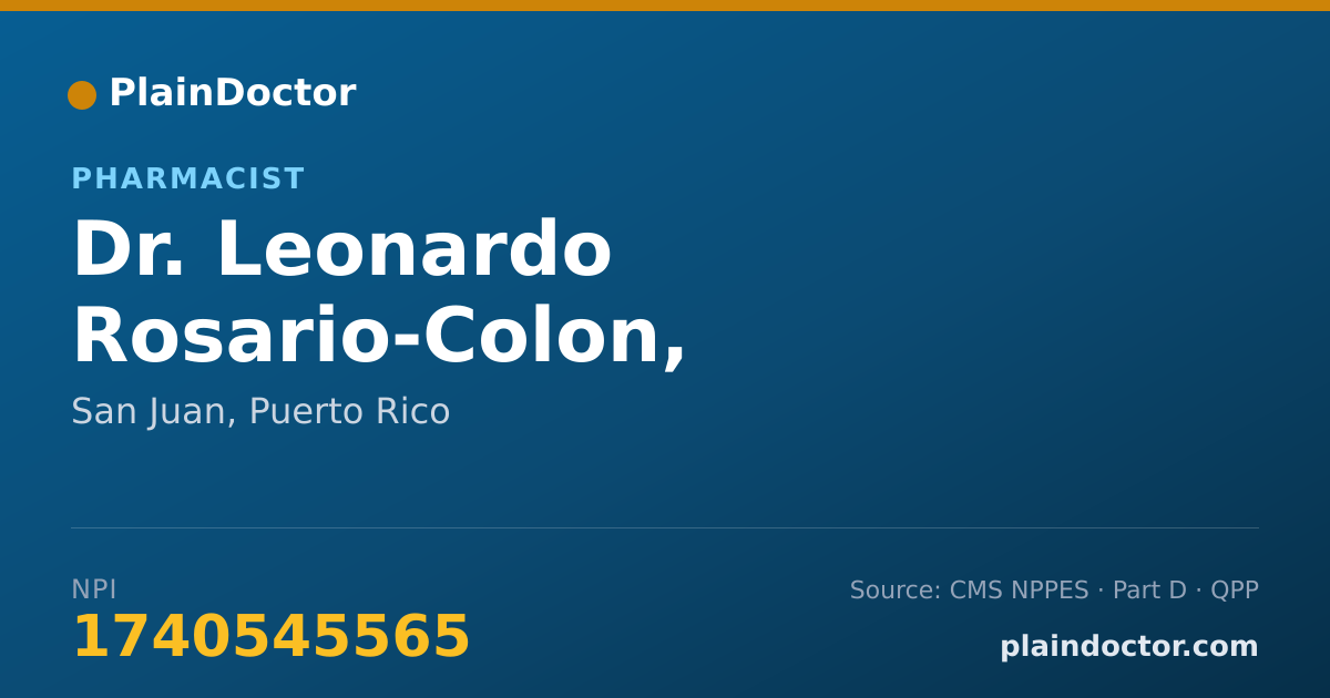 Shareable card for Leonardo Rosario-Colon, PHARM.D., R.PH. - Pharmacist, San Juan, PR