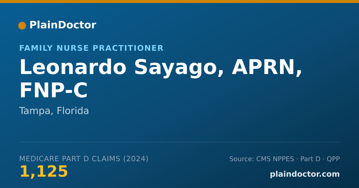 Shareable card for Leonardo Sayago, APRN, FNP-C - Family Nurse Practitioner, Tampa, FL